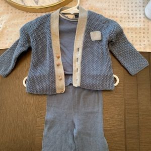 Bloom 3 piece cardi, top, pants set size 0-6 mos